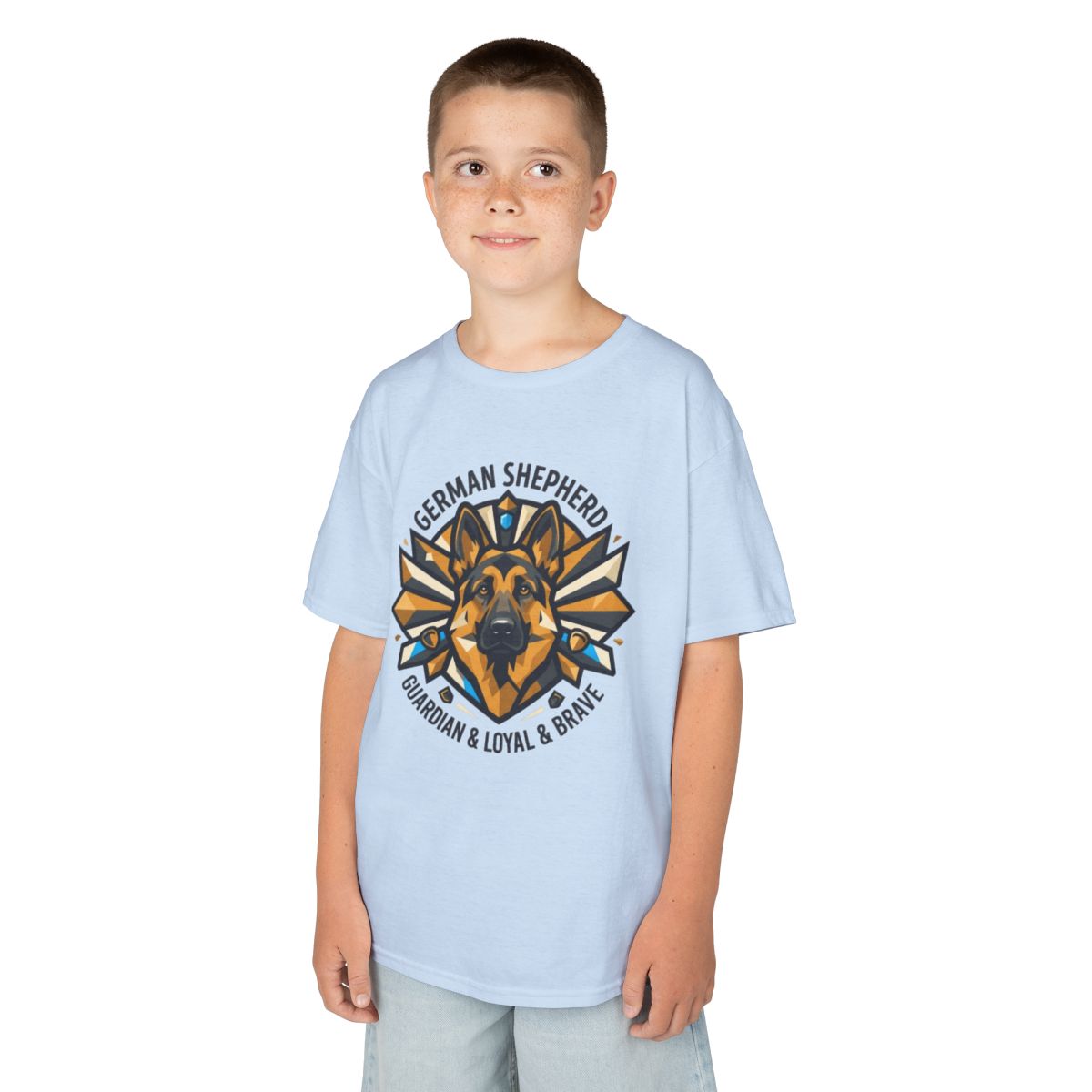 Color: Light Blue | German Shepherd Guardian Loyal Brave Kids Tee