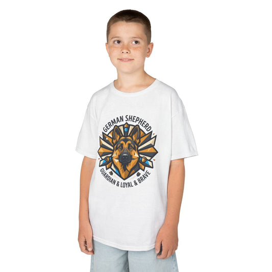 Color: White | German Shepherd Guardian Loyal Brave Kids Tee