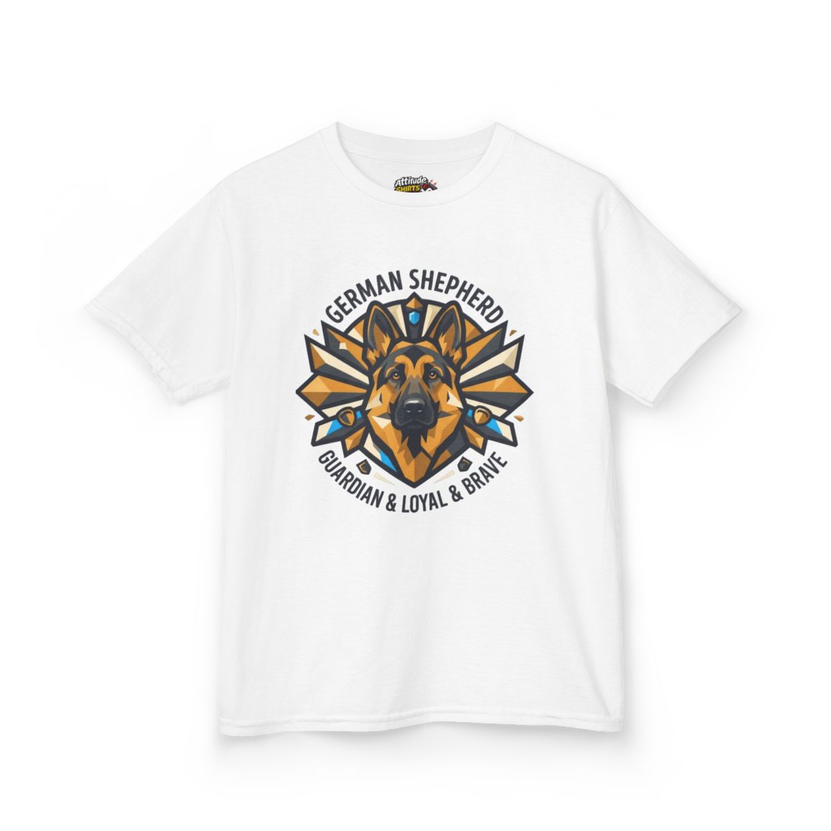 Color: White | German Shepherd Guardian Loyal Brave Kids Tee
