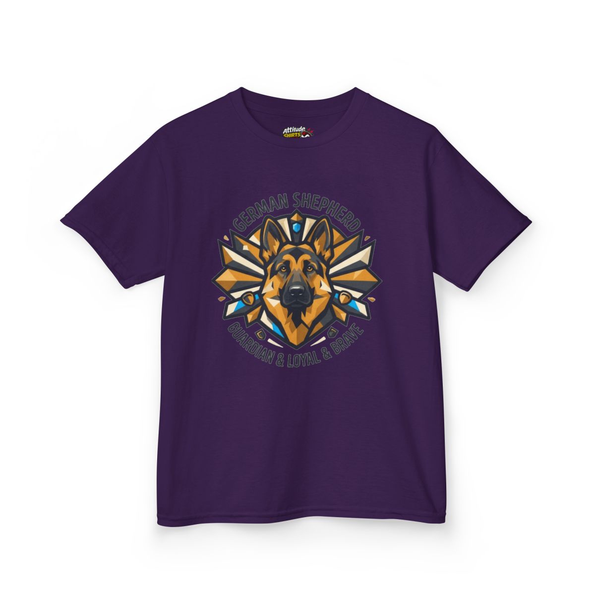 Color: Purple | German Shepherd Guardian Loyal Brave Kids Tee