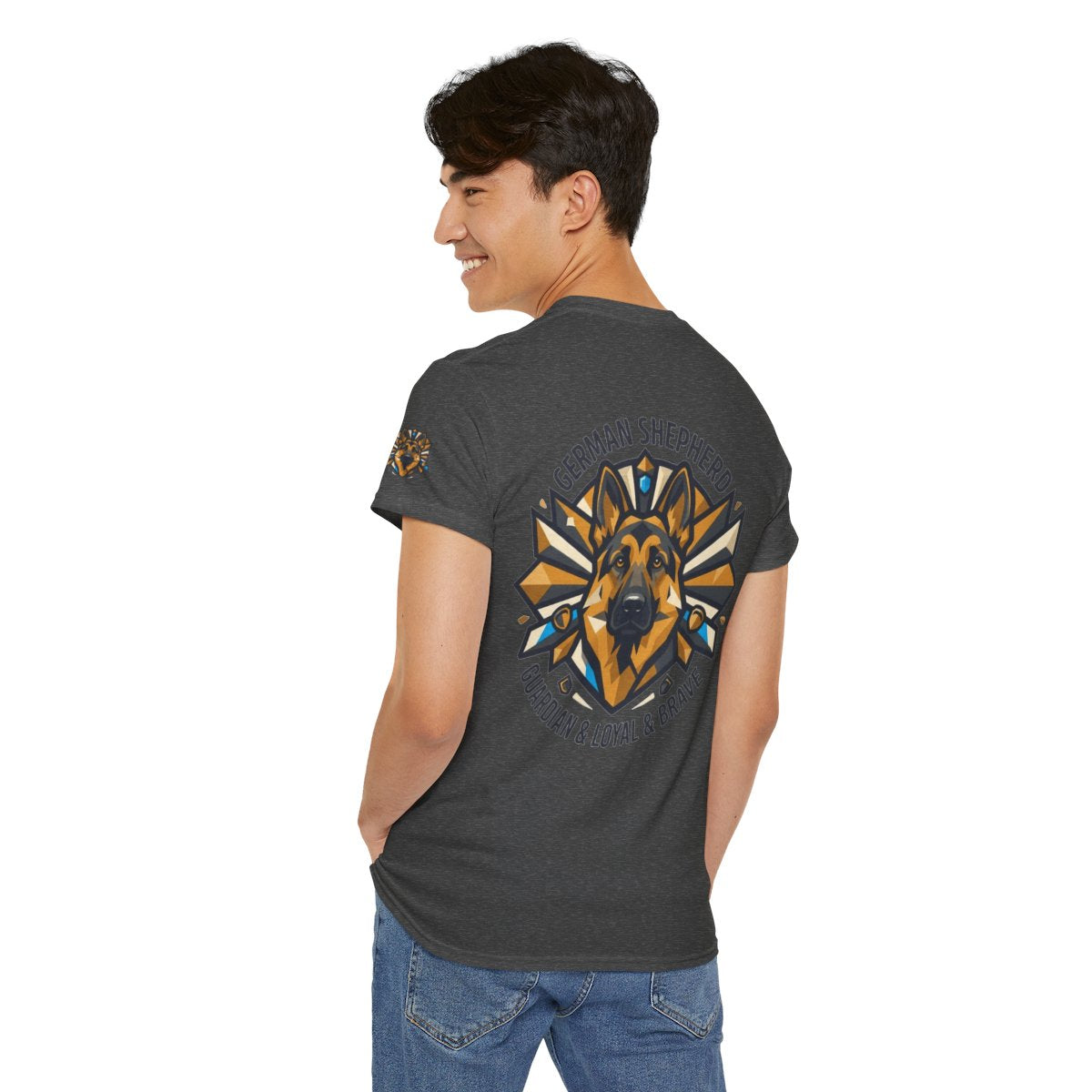 Color: Dark Heather | German Shepherd Guardian Loyal Brave Premium Graphic Tee