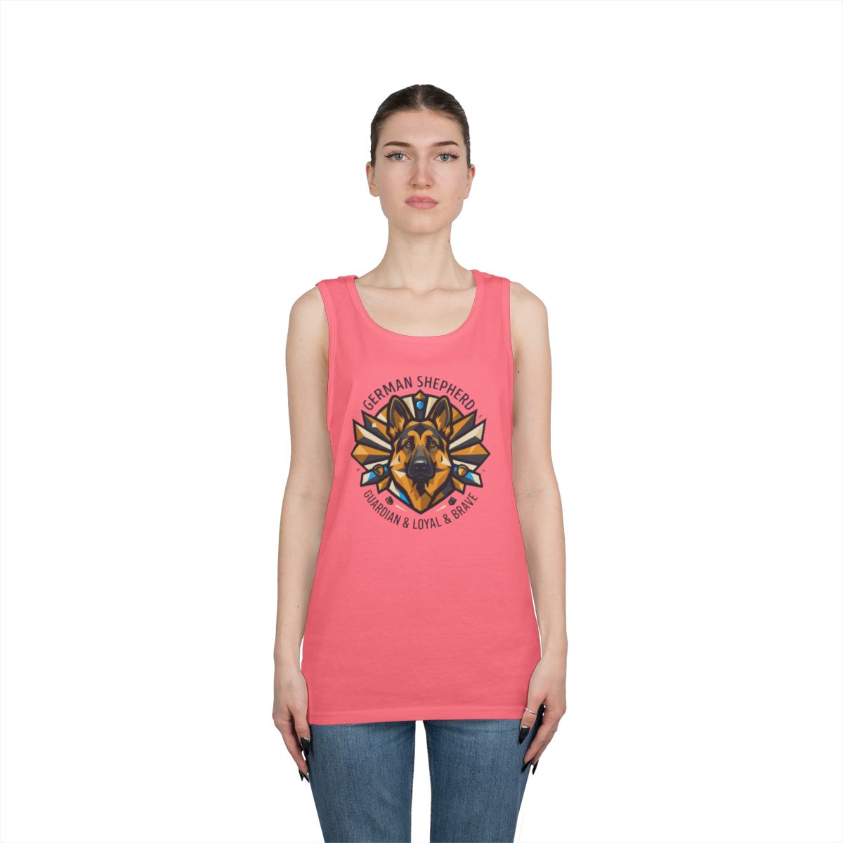 Color: Safety Pink | German Shepherd Guardian Loyal Brave Tank Top