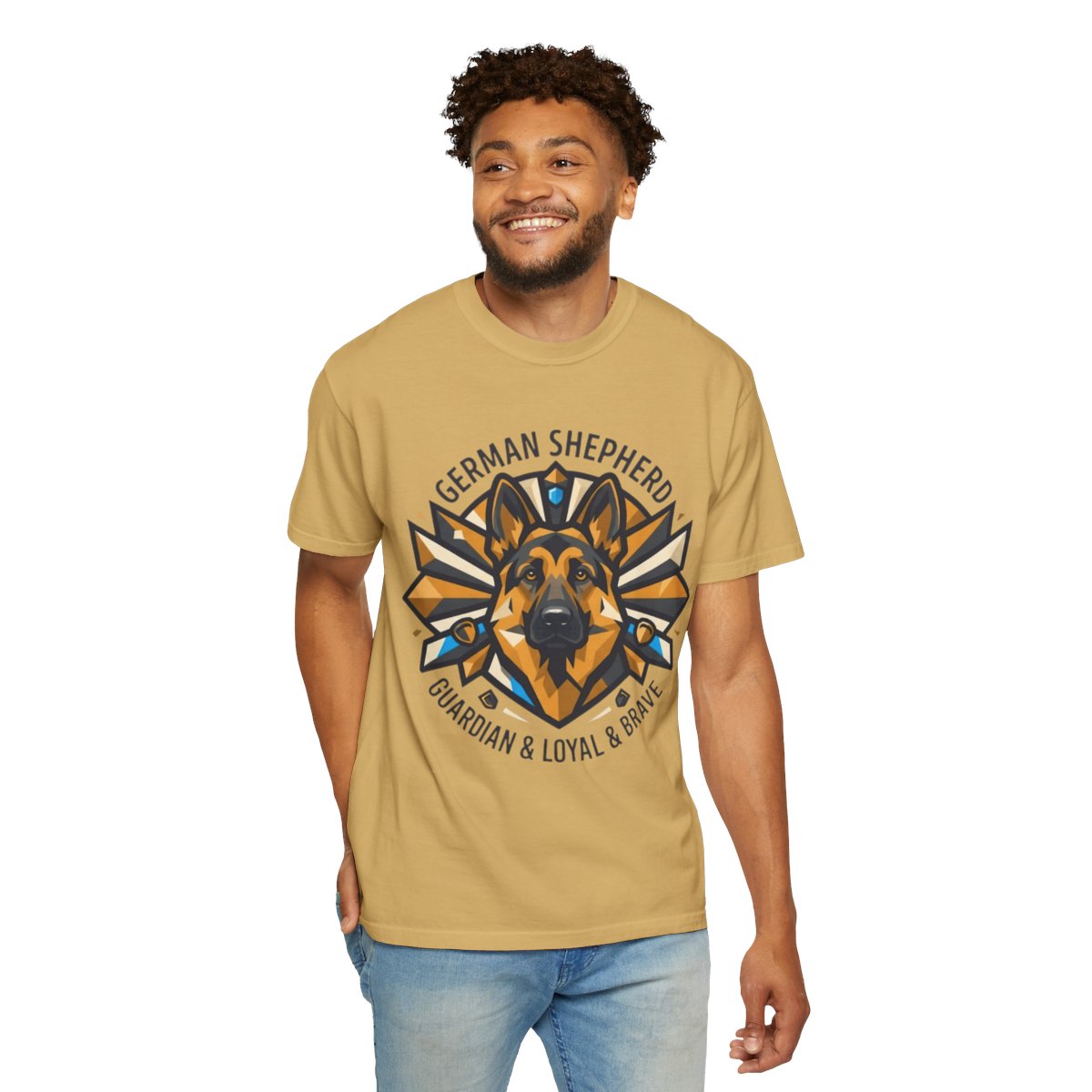 Color: Mustard | German Shepherd Guardian Loyal Brave Unisex Garment-Dyed Tee