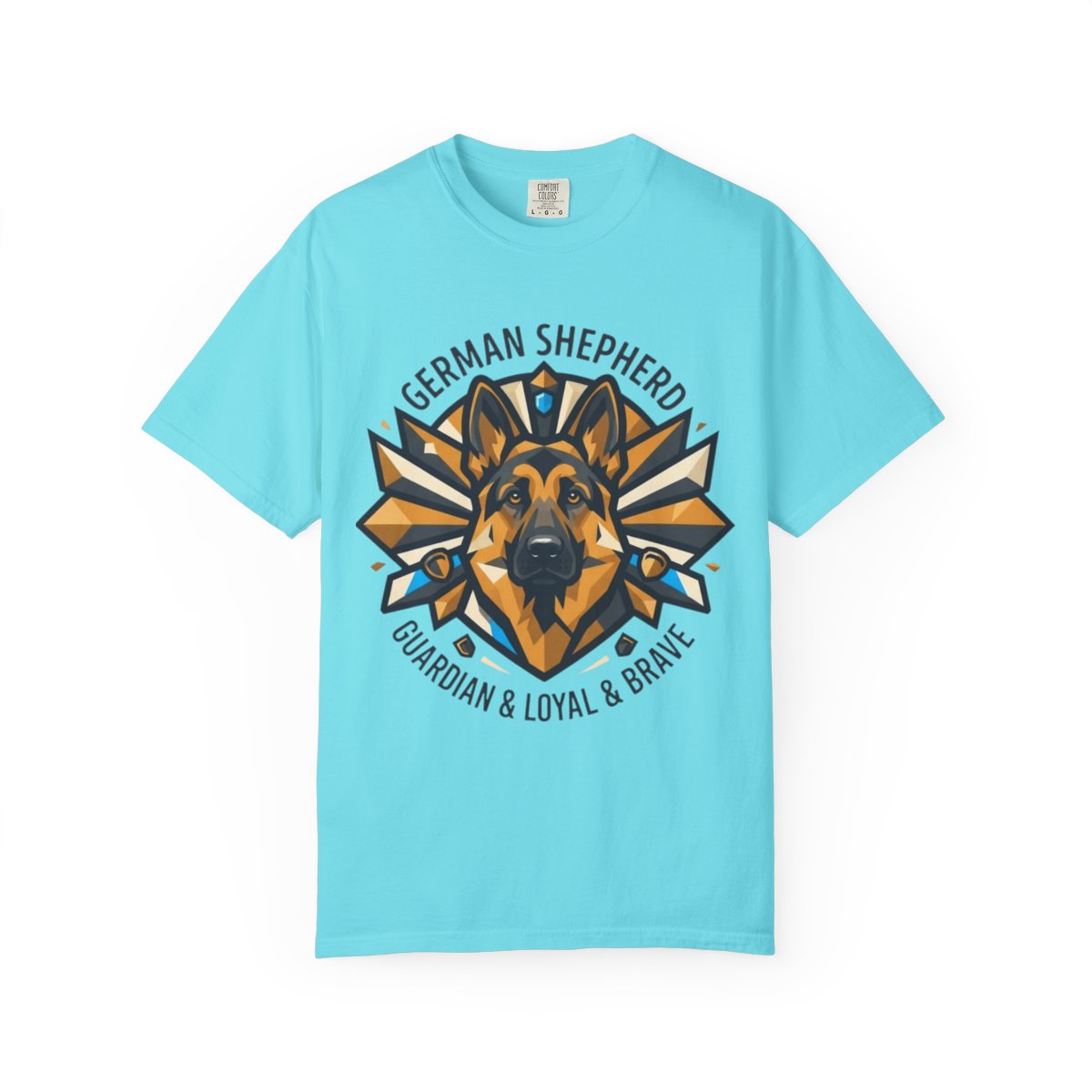 Color: Lagoon Blue | German Shepherd Guardian Loyal Brave Unisex Garment-Dyed Tee