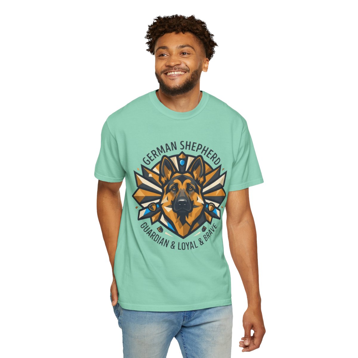 Color: Island Reef | German Shepherd Guardian Loyal Brave Unisex Garment-Dyed Tee