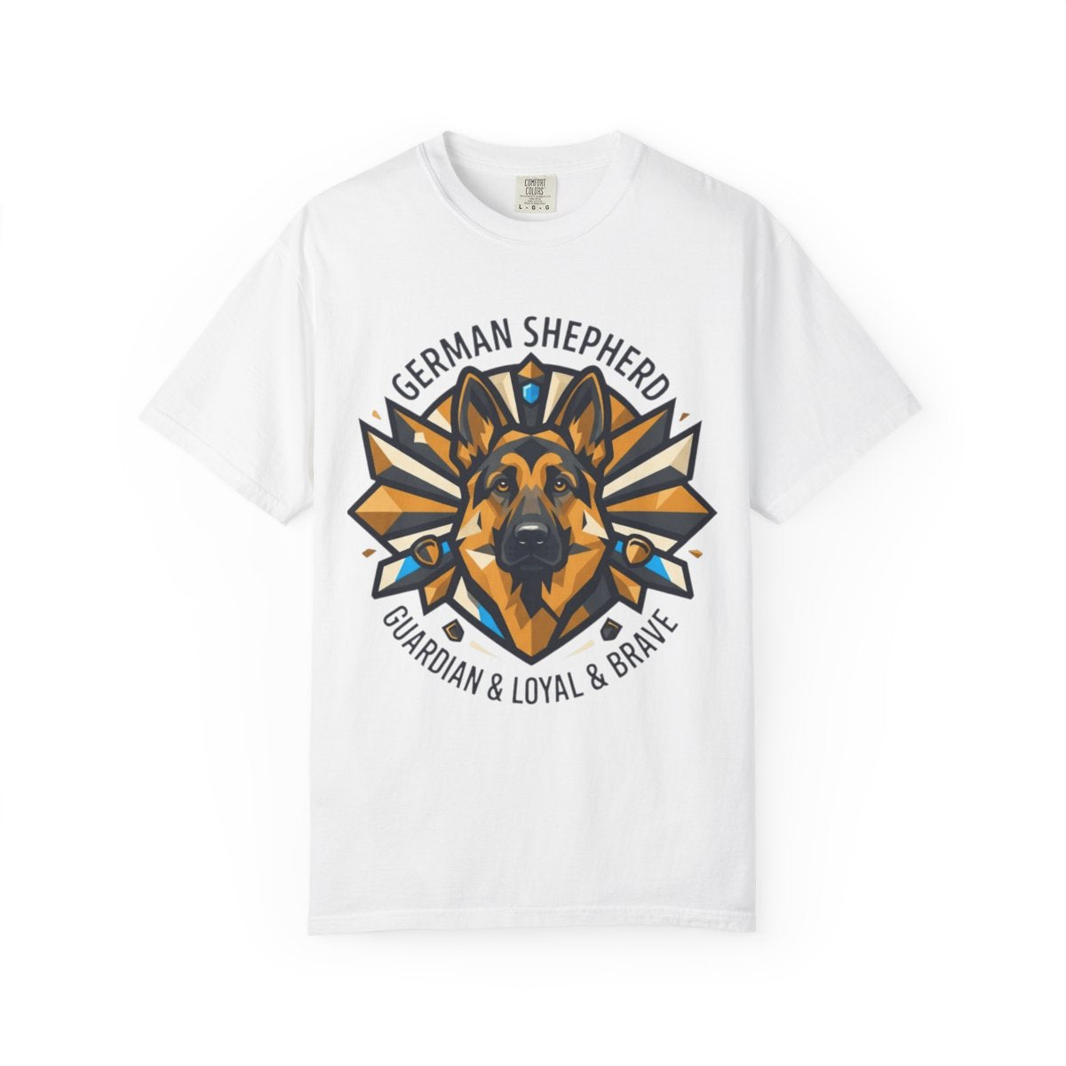 Color: White | German Shepherd Guardian Loyal Brave Unisex Garment-Dyed Tee