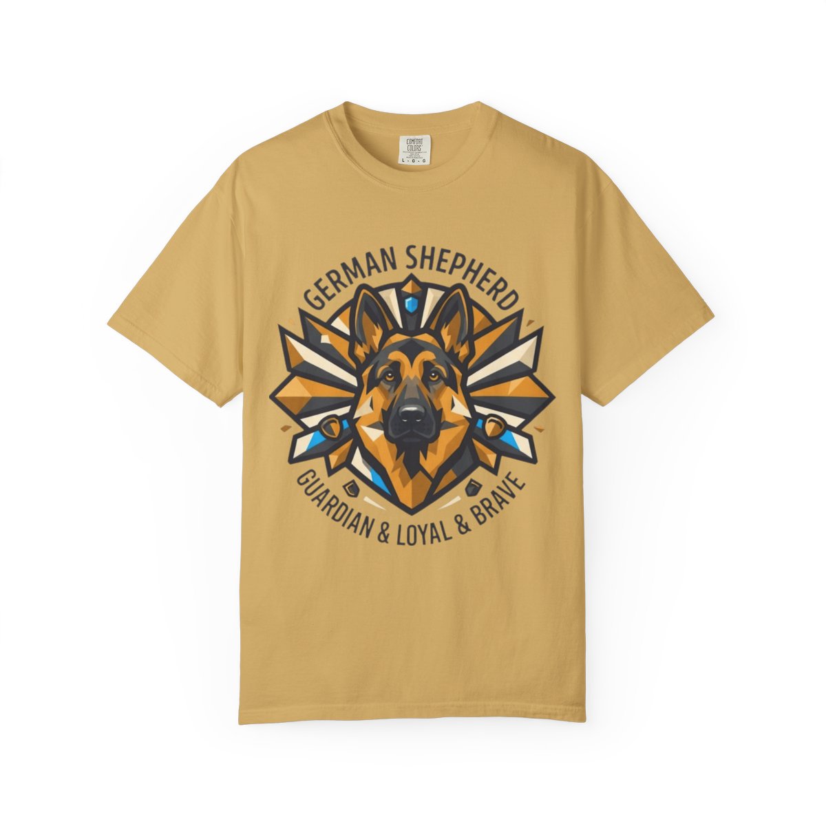 Color: Mustard | German Shepherd Guardian Loyal Brave Unisex Garment-Dyed Tee