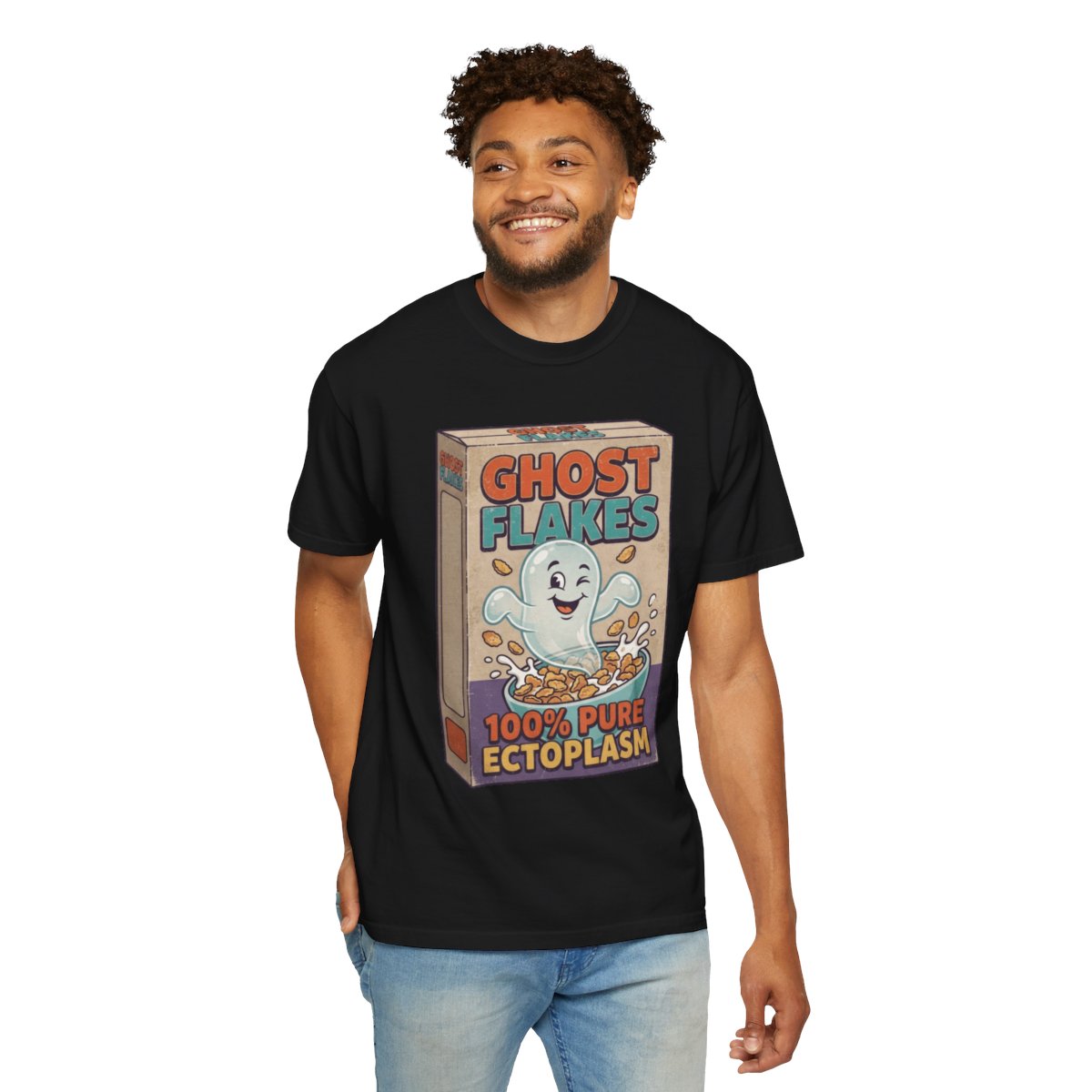 Color: Black | Ghost Flakes Unisex Garment-Dyed Tee