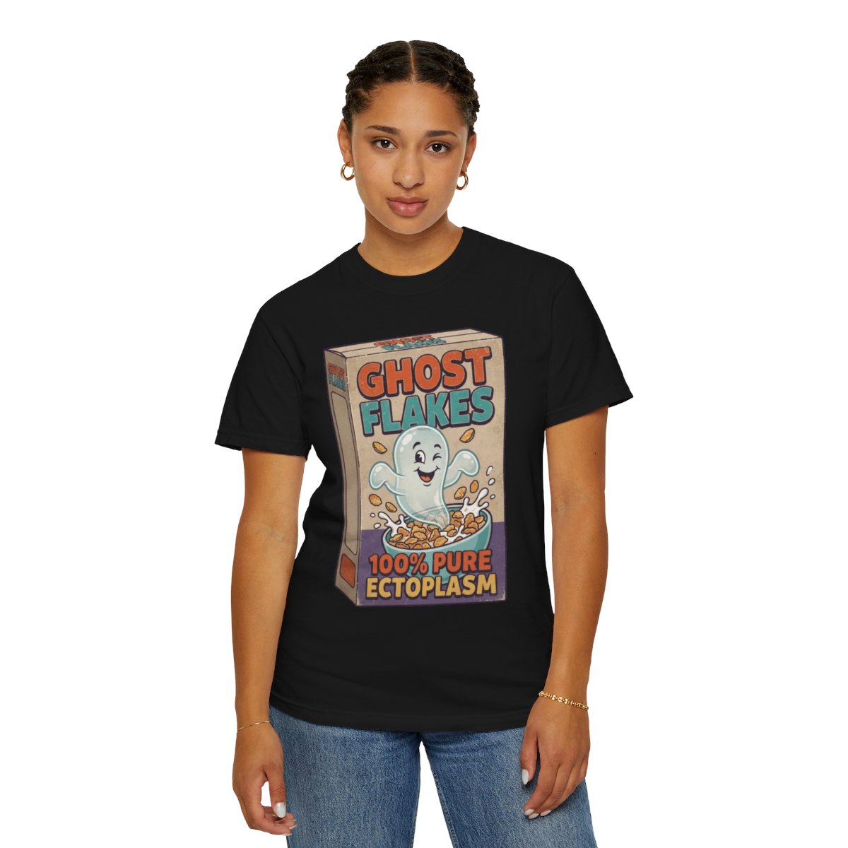 Color: Black | Ghost Flakes Unisex Garment-Dyed Tee