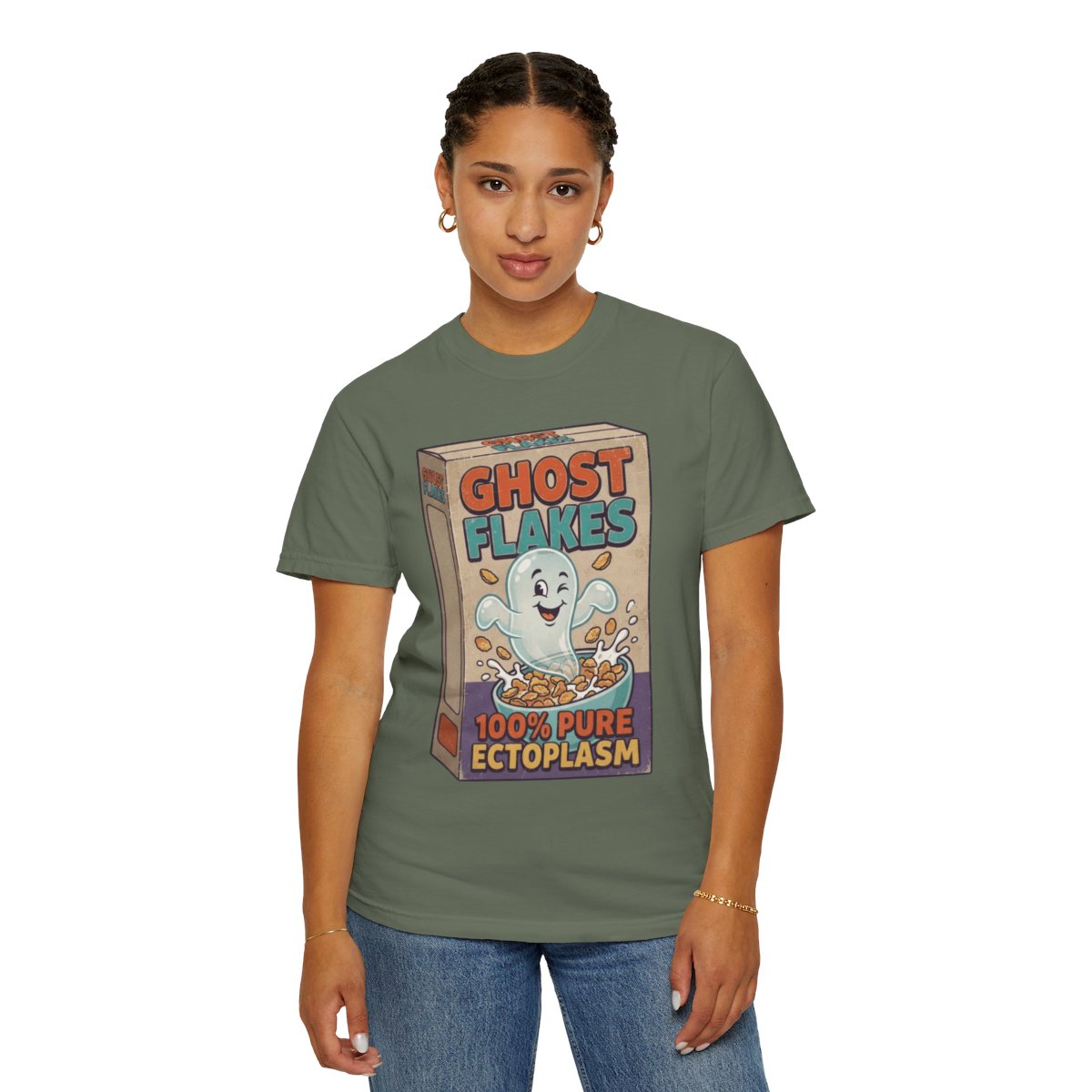 Color: Moss | Ghost Flakes Unisex Garment-Dyed Tee
