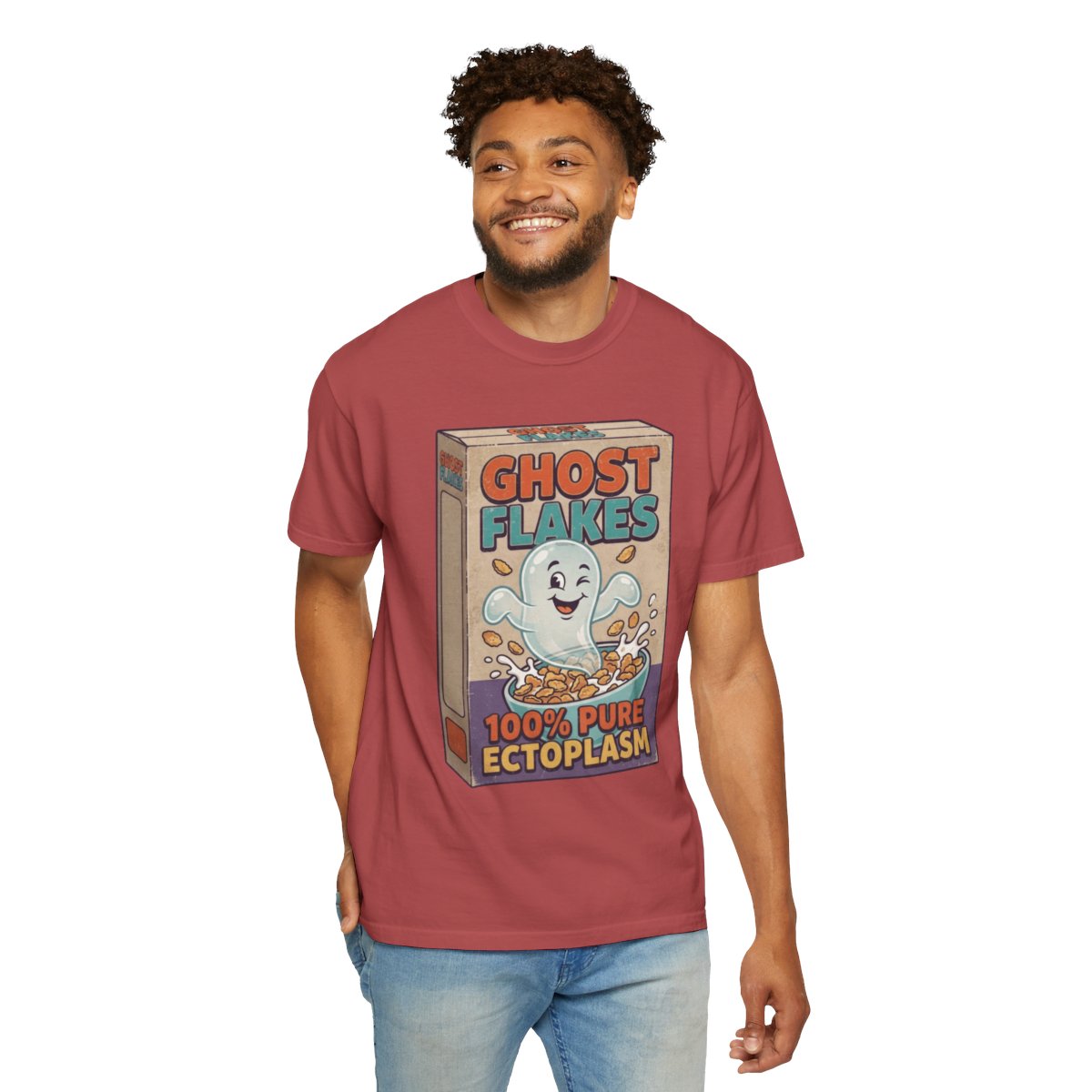 Color: Crimson | Ghost Flakes Unisex Garment-Dyed Tee