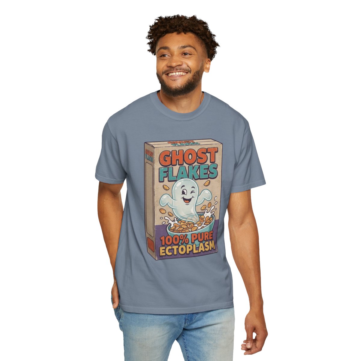 Color: Blue Jean | Ghost Flakes Unisex Garment-Dyed Tee