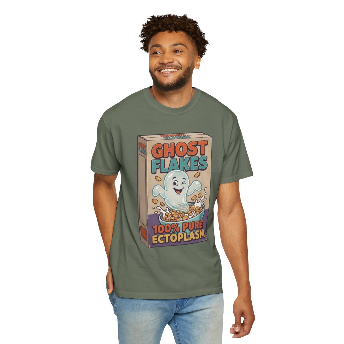 Color: Moss | Ghost Flakes Unisex Garment-Dyed Tee
