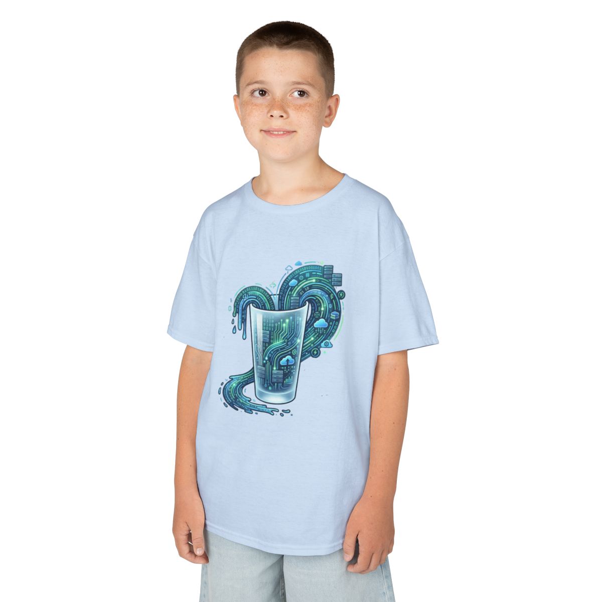 Color: Light Blue | Glass of Data Kids Tee