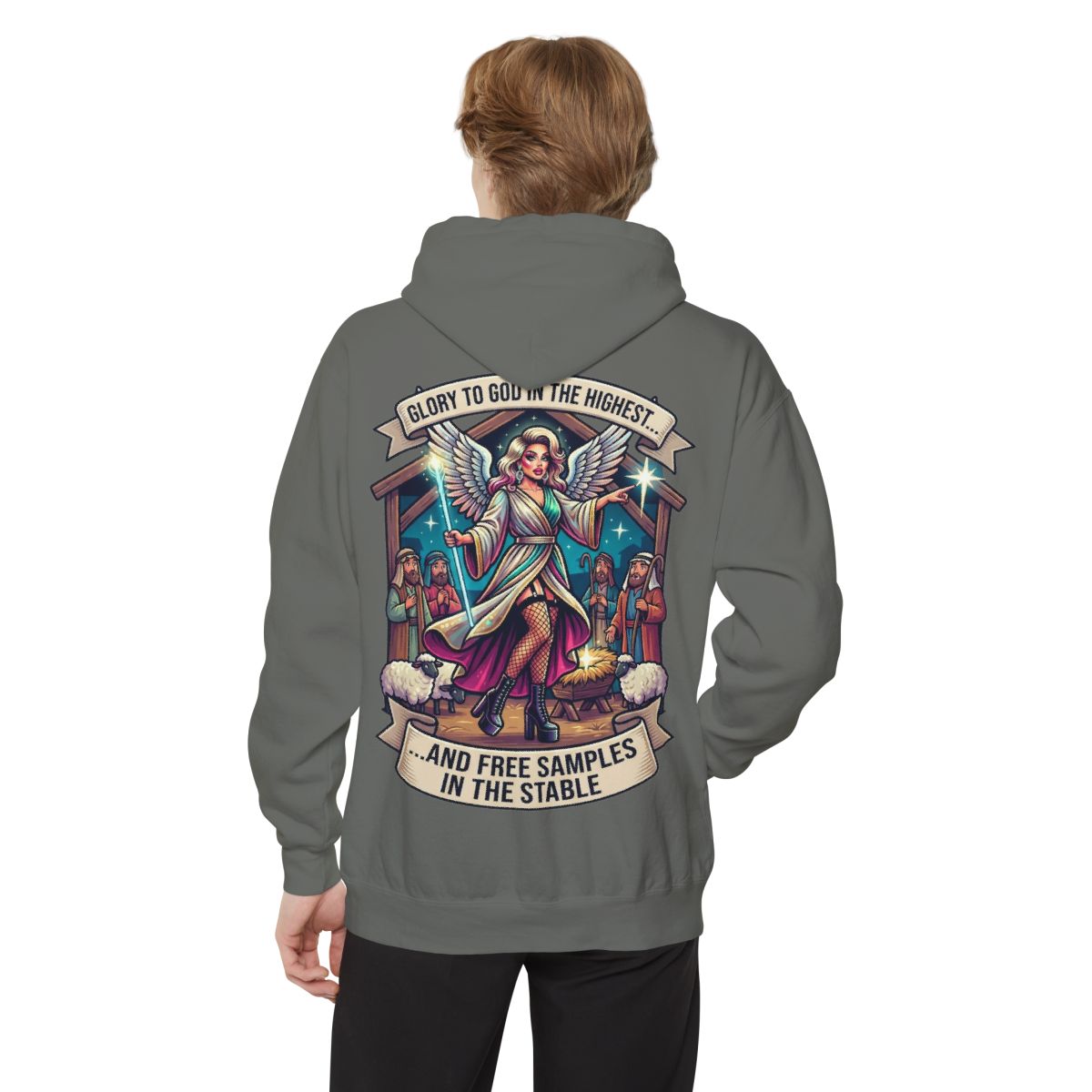 Color: Grey | Glory to God Samples In The Stable Garment-Dyed Hoodie