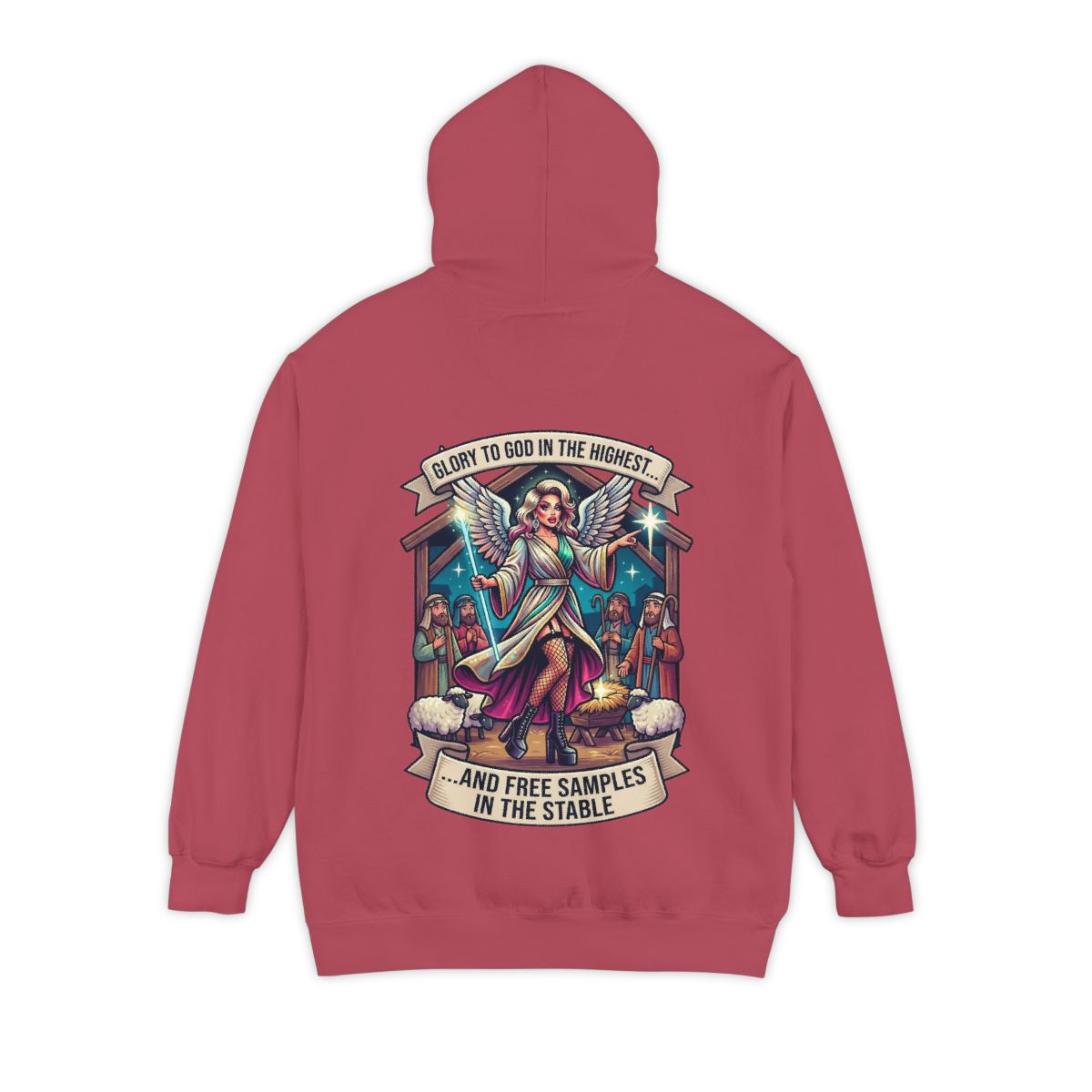 Color: Crimson | Glory to God Samples In The Stable Garment-Dyed Hoodie