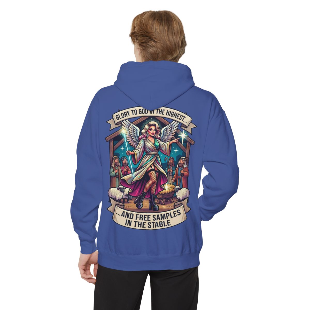 Color: Flo Blue | Glory to God Samples In The Stable Garment-Dyed Hoodie
