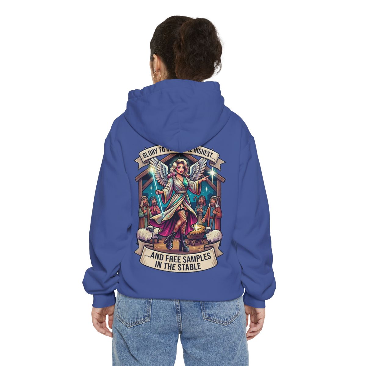 Color: Flo Blue | Glory to God Samples In The Stable Garment-Dyed Hoodie
