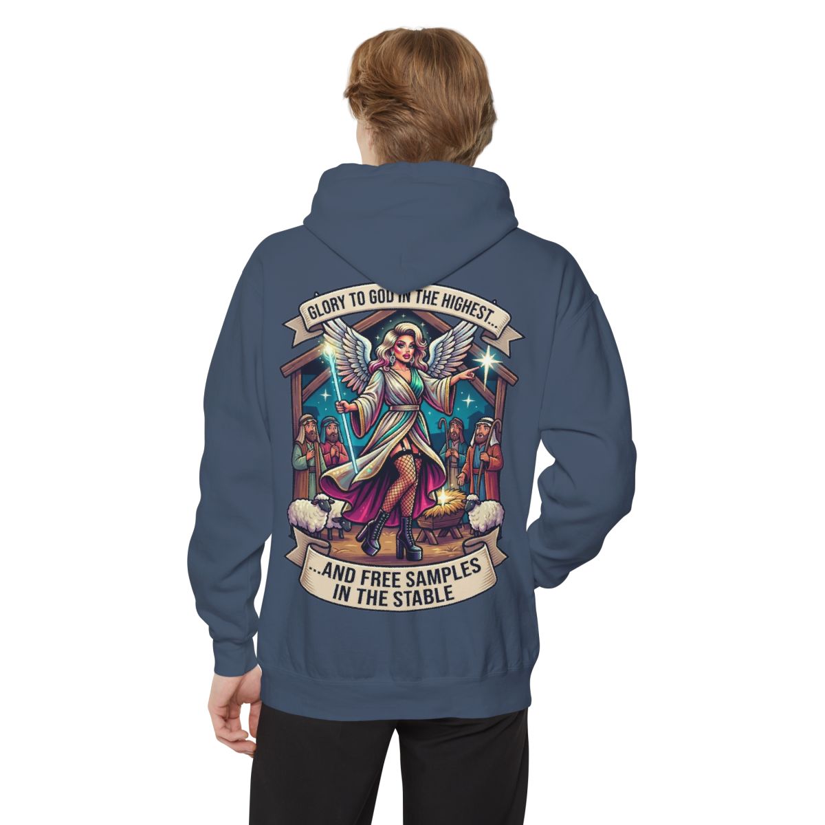 Color: Denim | Glory to God Samples In The Stable Garment-Dyed Hoodie