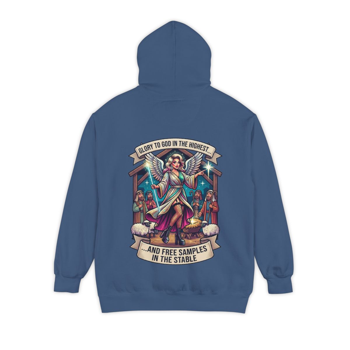 Color: True Navy | Glory to God Samples In The Stable Garment-Dyed Hoodie
