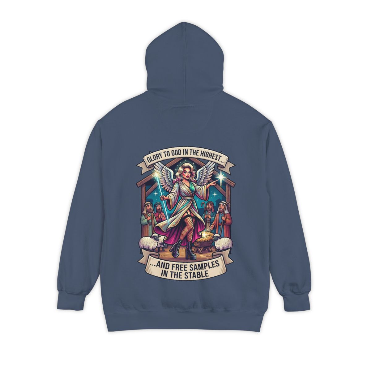 Color: Denim | Glory to God Samples In The Stable Garment-Dyed Hoodie
