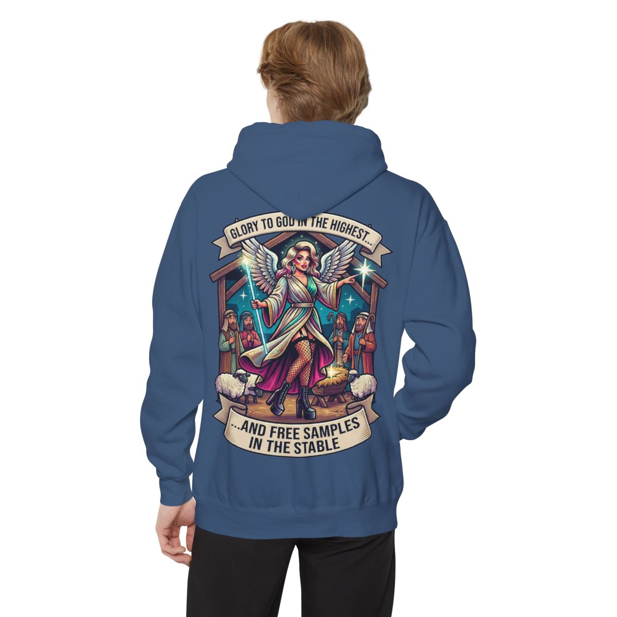 Color: True Navy | Glory to God Samples In The Stable Garment-Dyed Hoodie