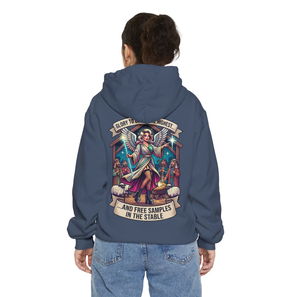 Color: Denim | Glory to God Samples In The Stable Garment-Dyed Hoodie