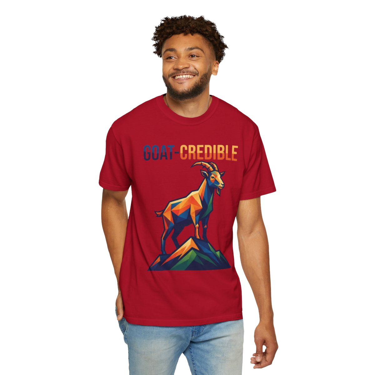 Color: Red | Goat Credible Unisex Garment-Dyed Tee
