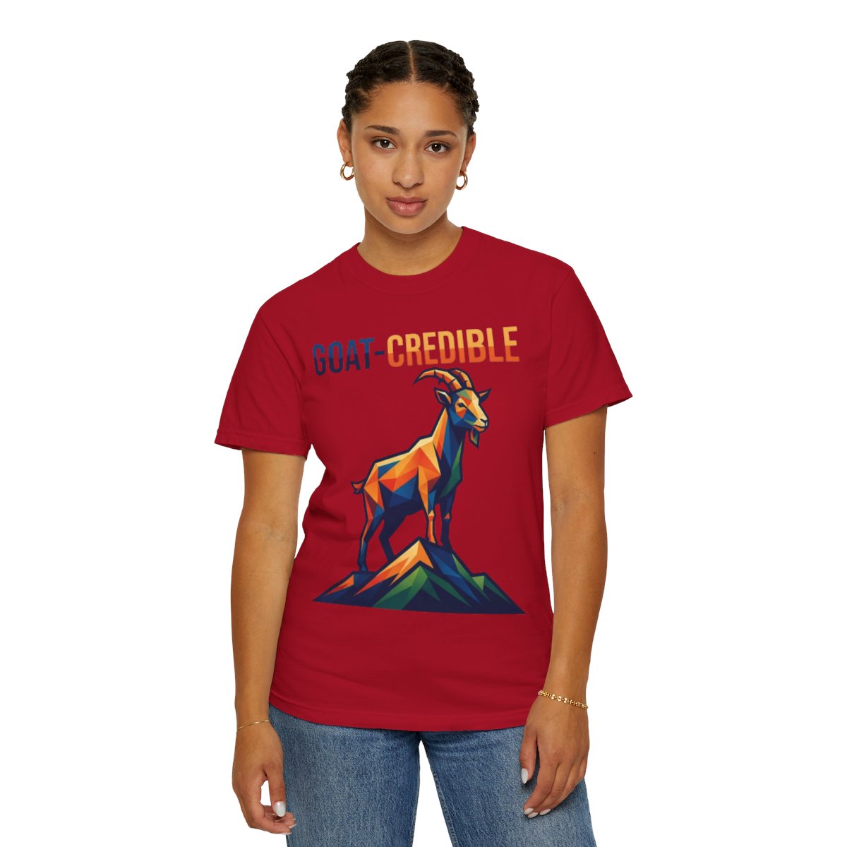 Color: Red | Goat Credible Unisex Garment-Dyed Tee