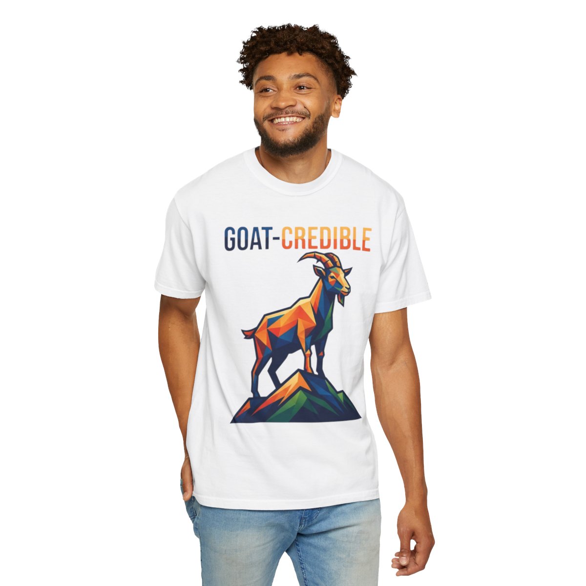 Color: White | Goat Credible Unisex Garment-Dyed Tee