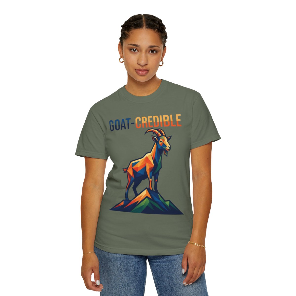 Color: Moss | Goat Credible Unisex Garment-Dyed Tee