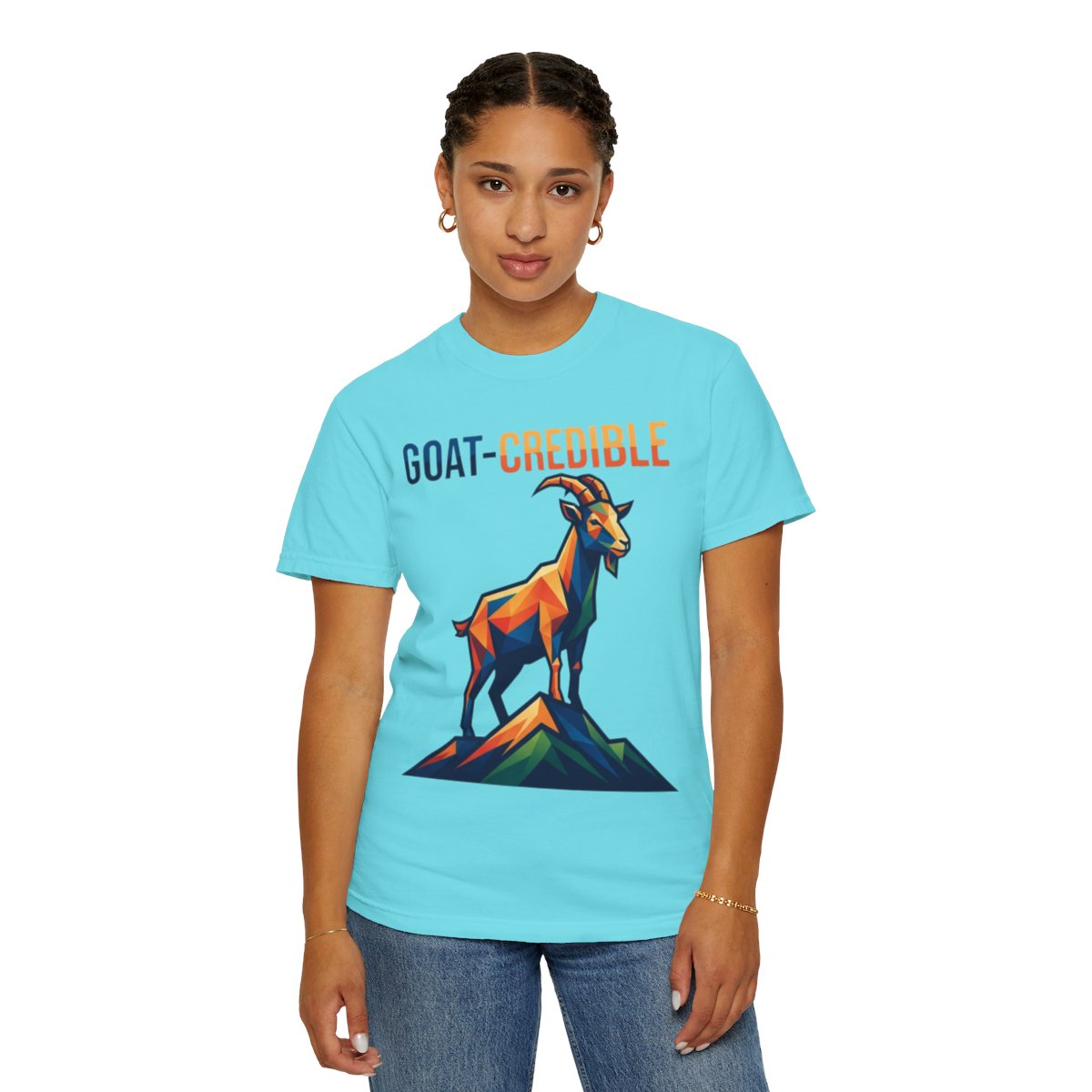 Color: Lagoon Blue | Goat Credible Unisex Garment-Dyed Tee