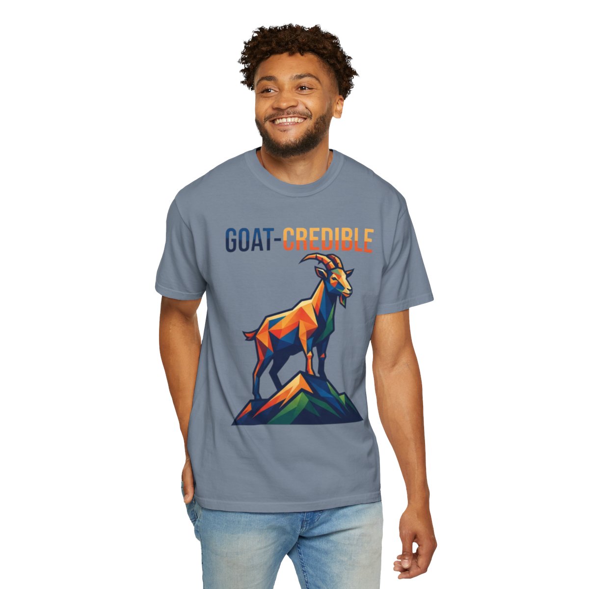Color: Blue Jean | Goat Credible Unisex Garment-Dyed Tee