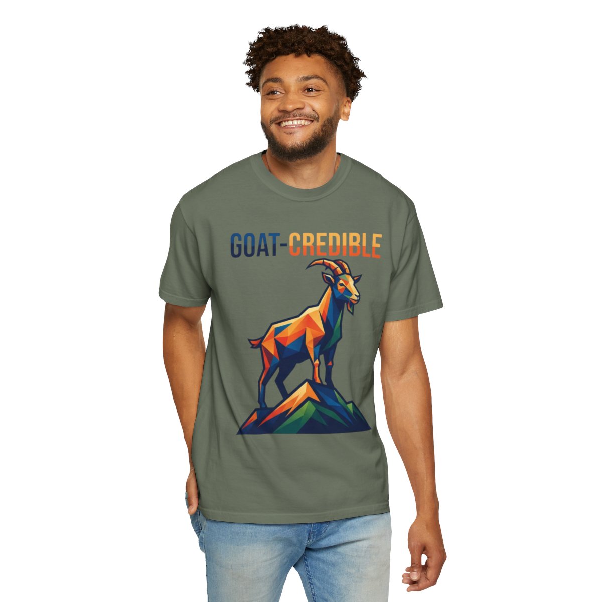Color: Moss | Goat Credible Unisex Garment-Dyed Tee