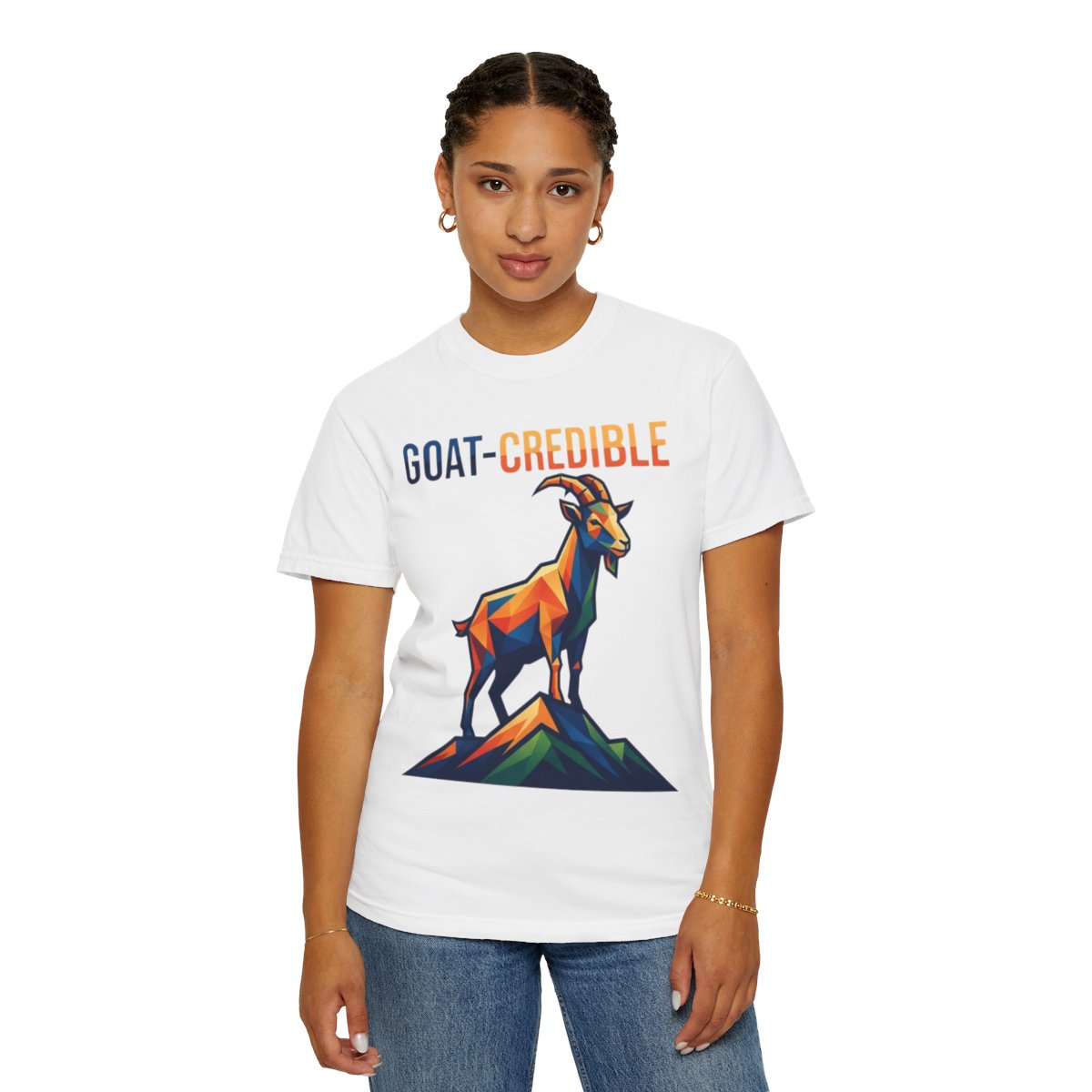 Color: White | Goat Credible Unisex Garment-Dyed Tee