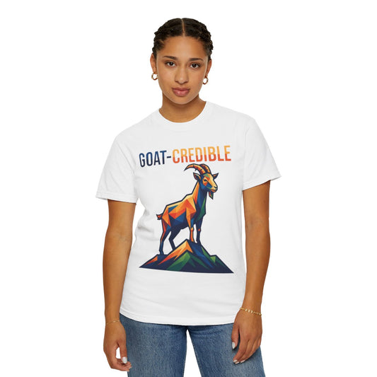 Color: White | Goat Credible Unisex Garment-Dyed Tee