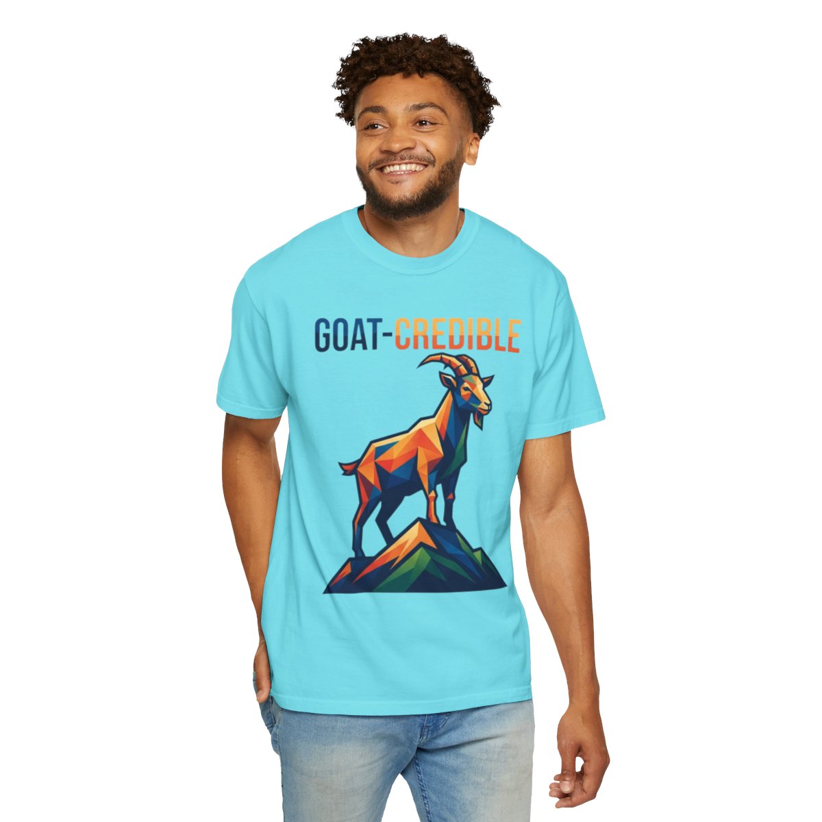 Color: Lagoon Blue | Goat Credible Unisex Garment-Dyed Tee