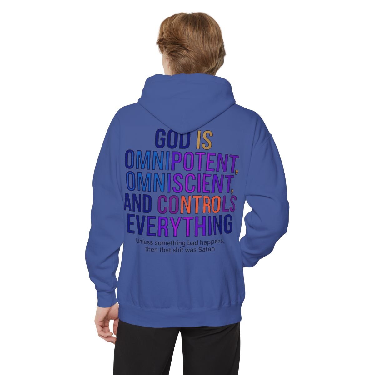 Color: Flo Blue | God Controls Everything Garment-Dyed Hoodie