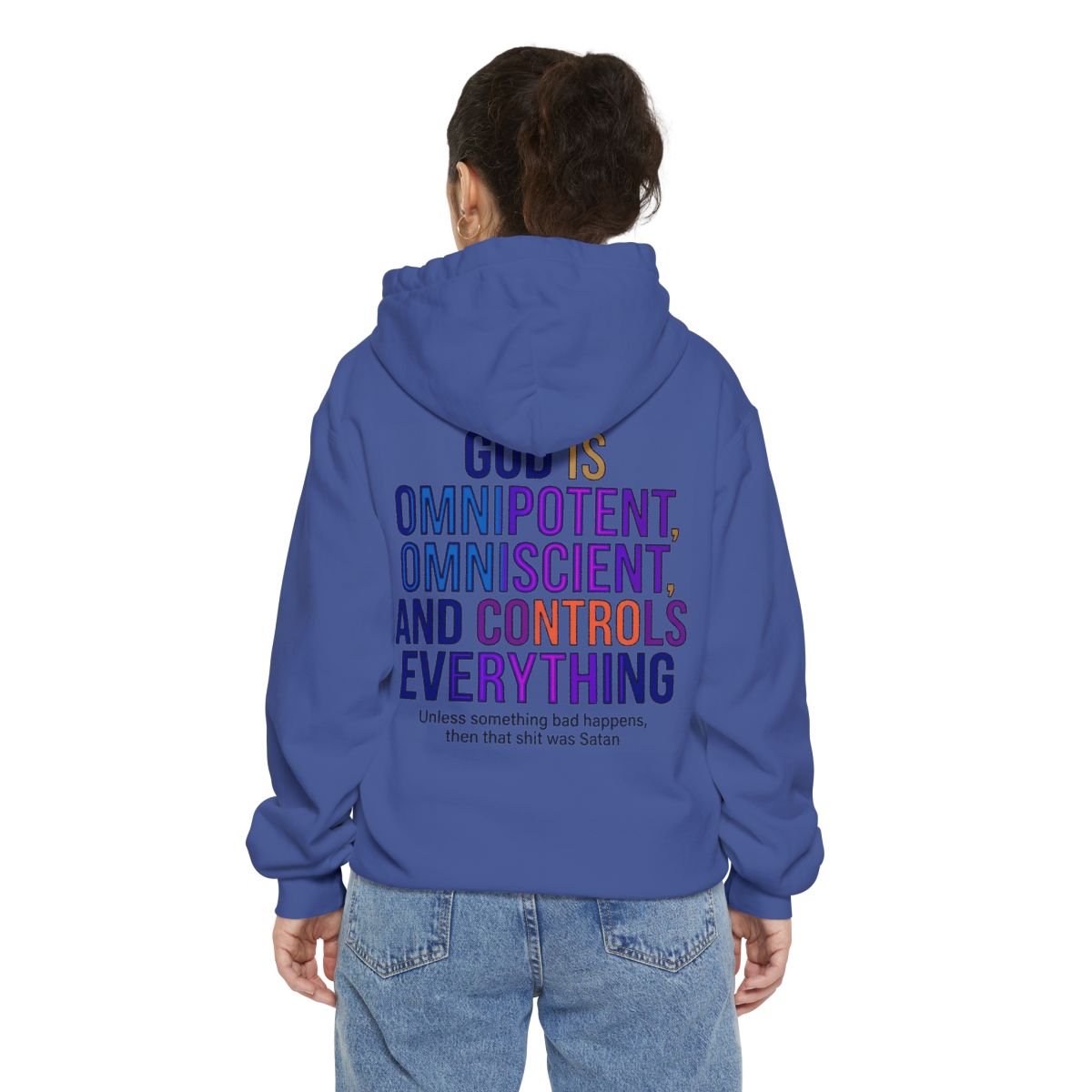 Color: Flo Blue | God Controls Everything Garment-Dyed Hoodie