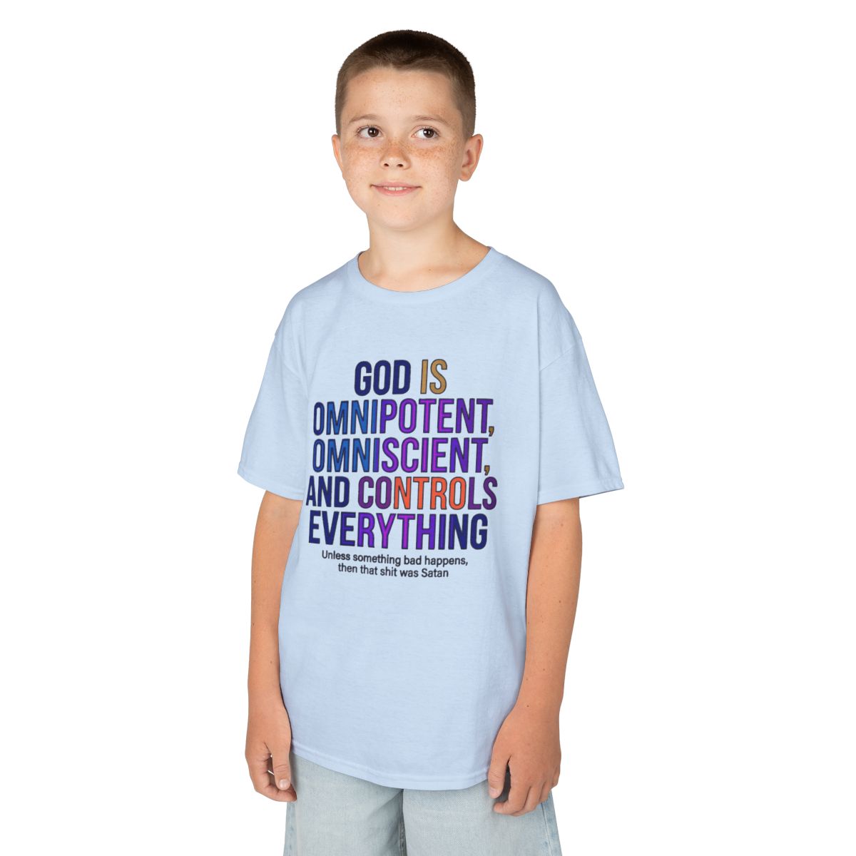 Color: Light Blue | God Controls Everything Kids Tee