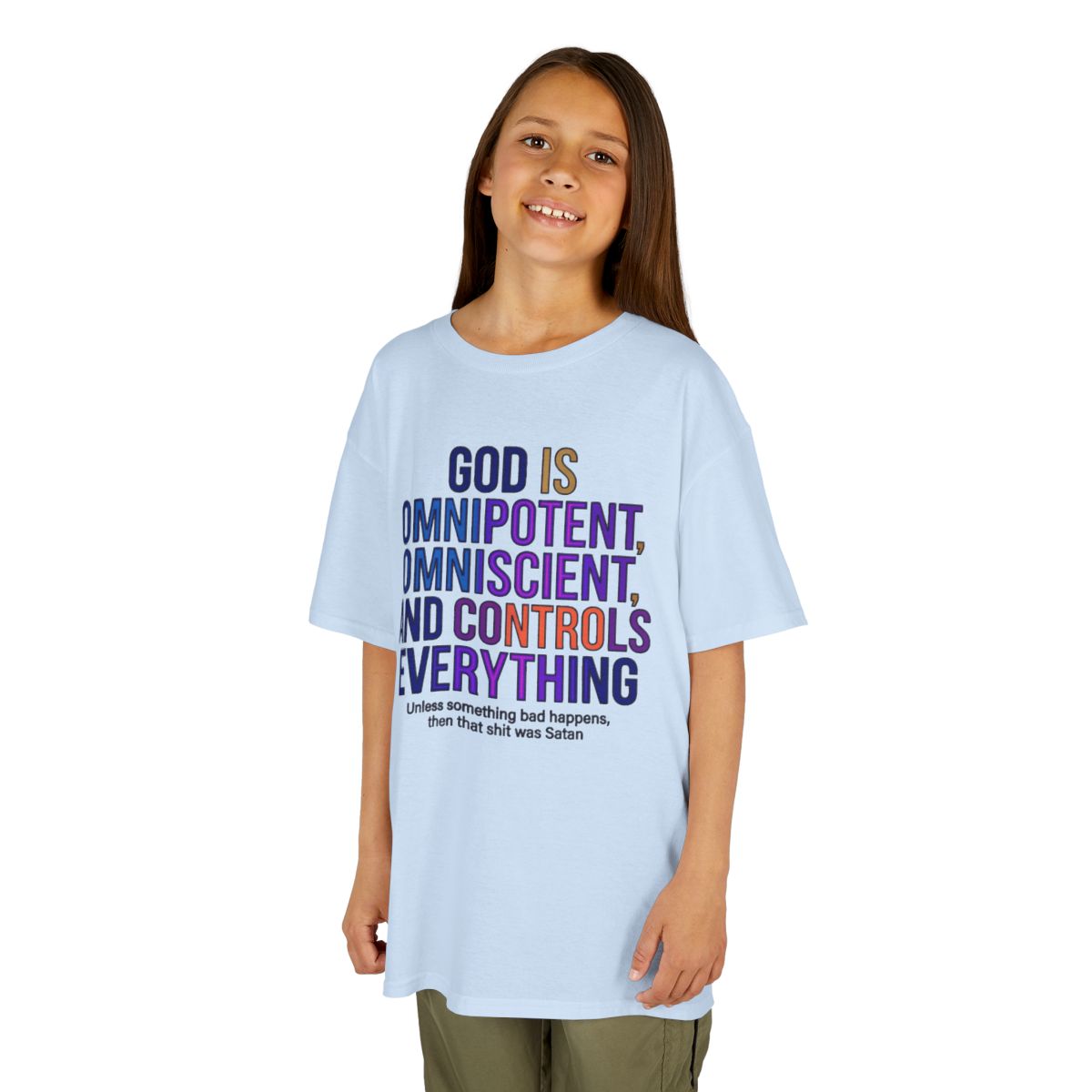 Color: Light Blue | God Controls Everything Kids Tee