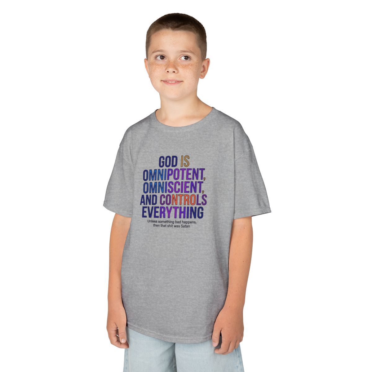 Color: Sport Grey | God Controls Everything Kids Tee