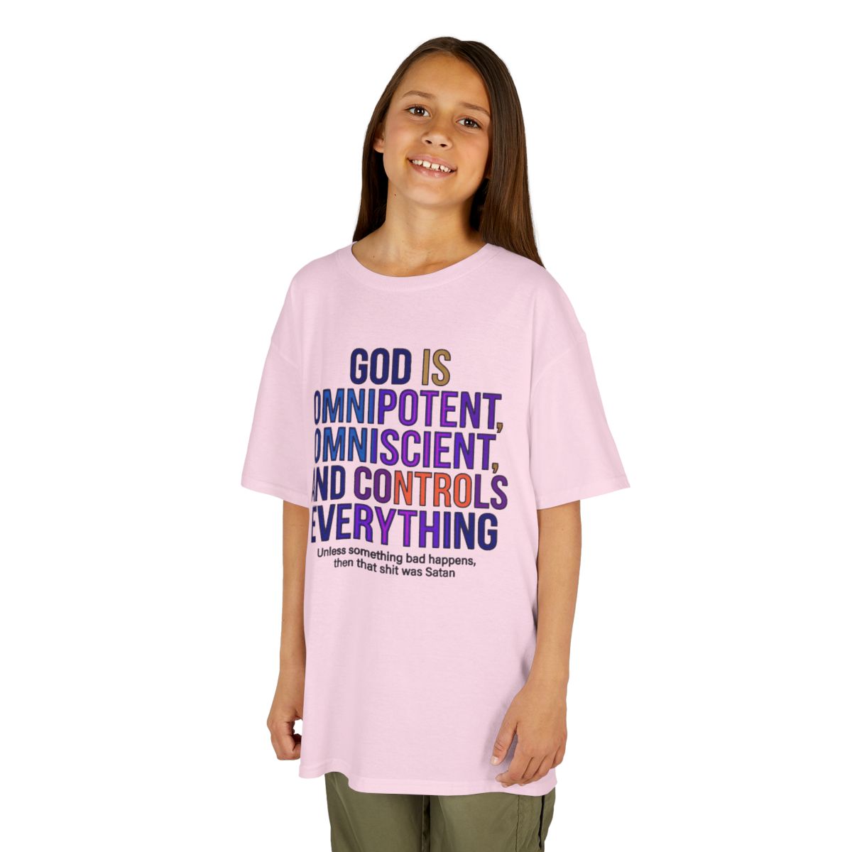 Color: Light Pink | God Controls Everything Kids Tee