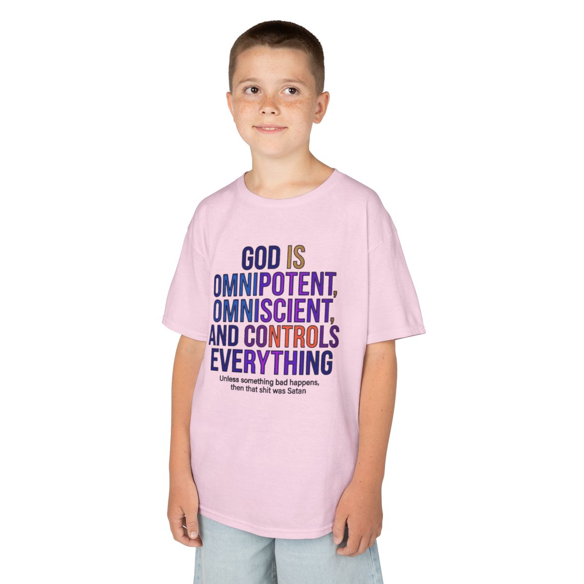 Color: Light Pink | God Controls Everything Kids Tee