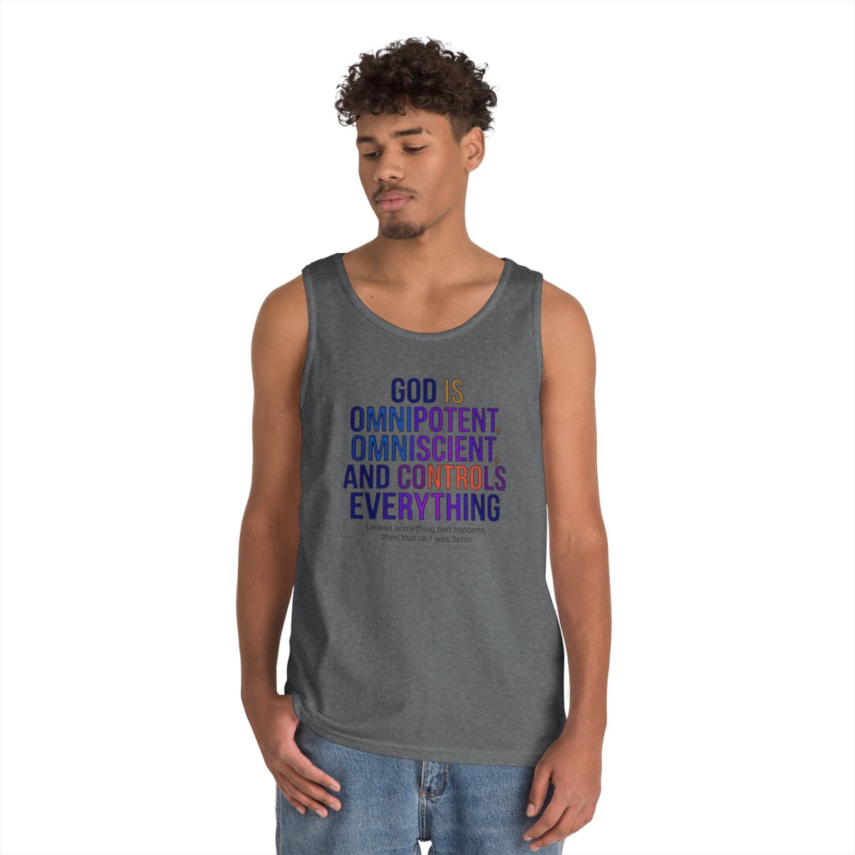 Color: Graphite Heather | God Controls Everything Tank Top
