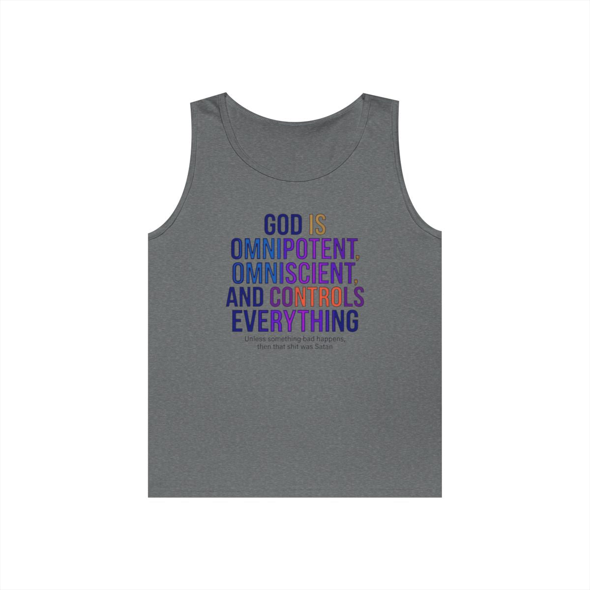 Color: Graphite Heather | God Controls Everything Tank Top