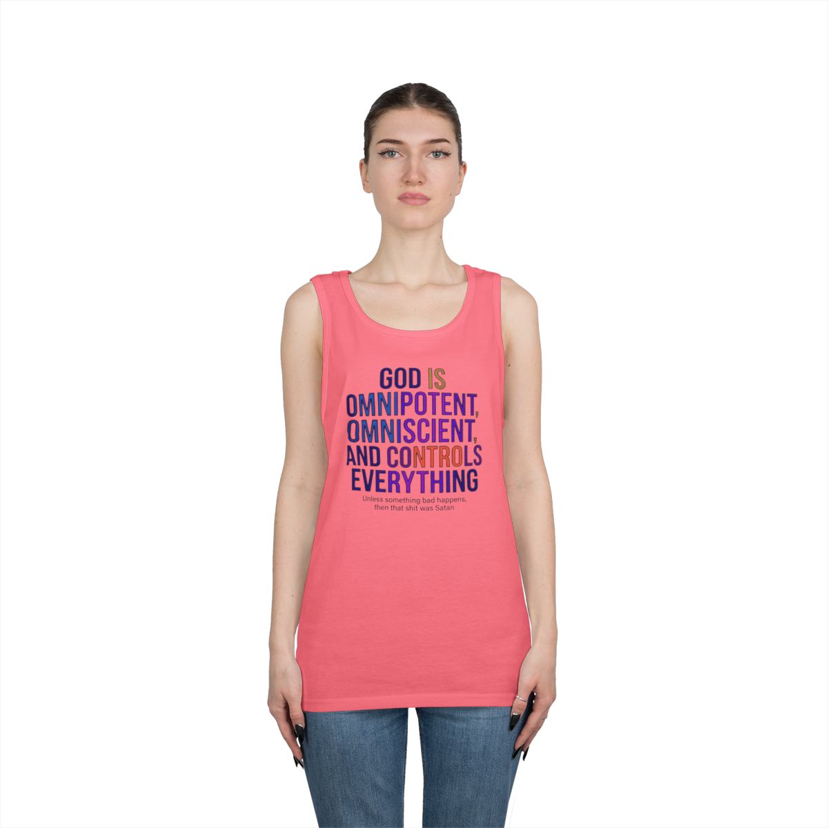 Color: Safety Pink | God Controls Everything Tank Top