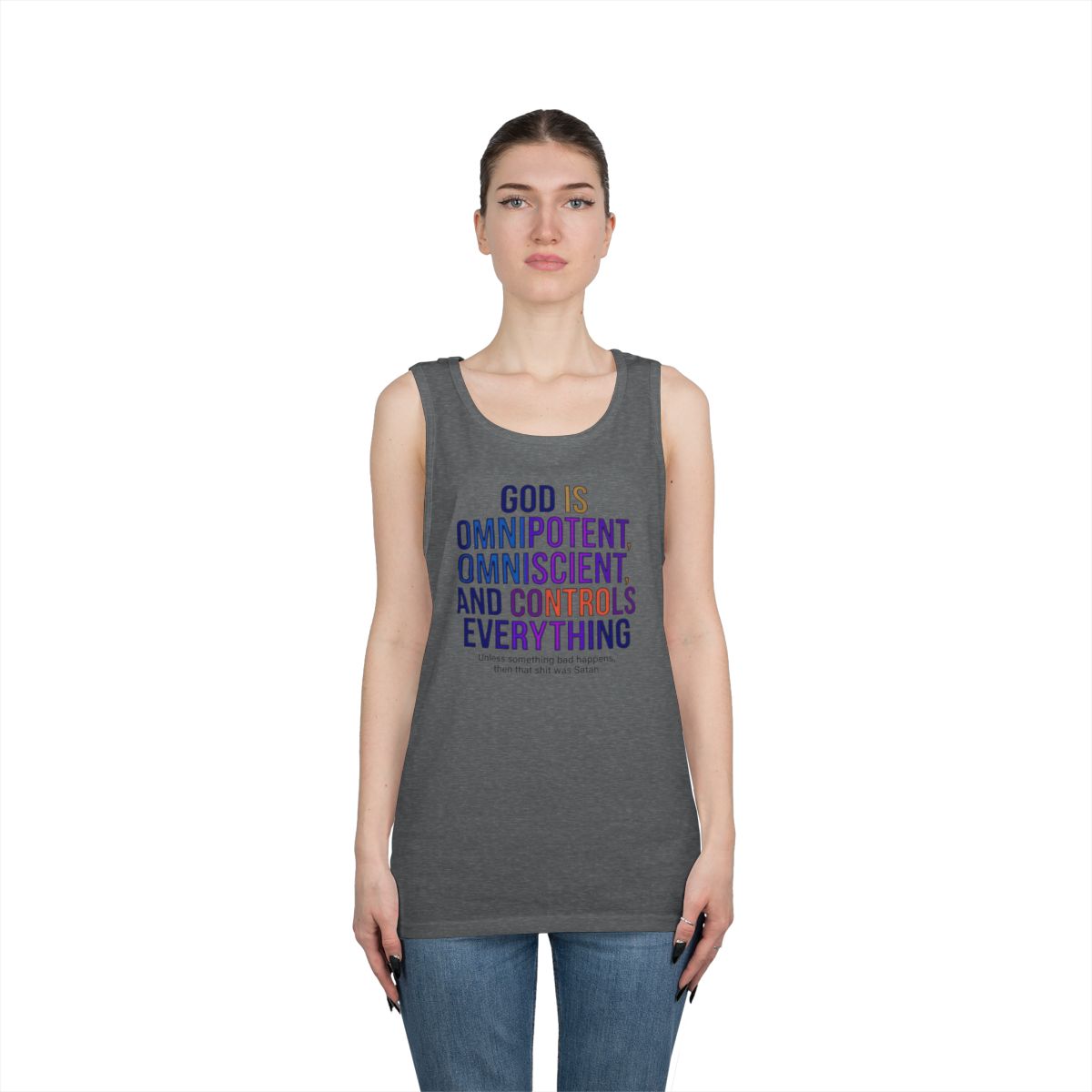 Color: Graphite Heather | God Controls Everything Tank Top