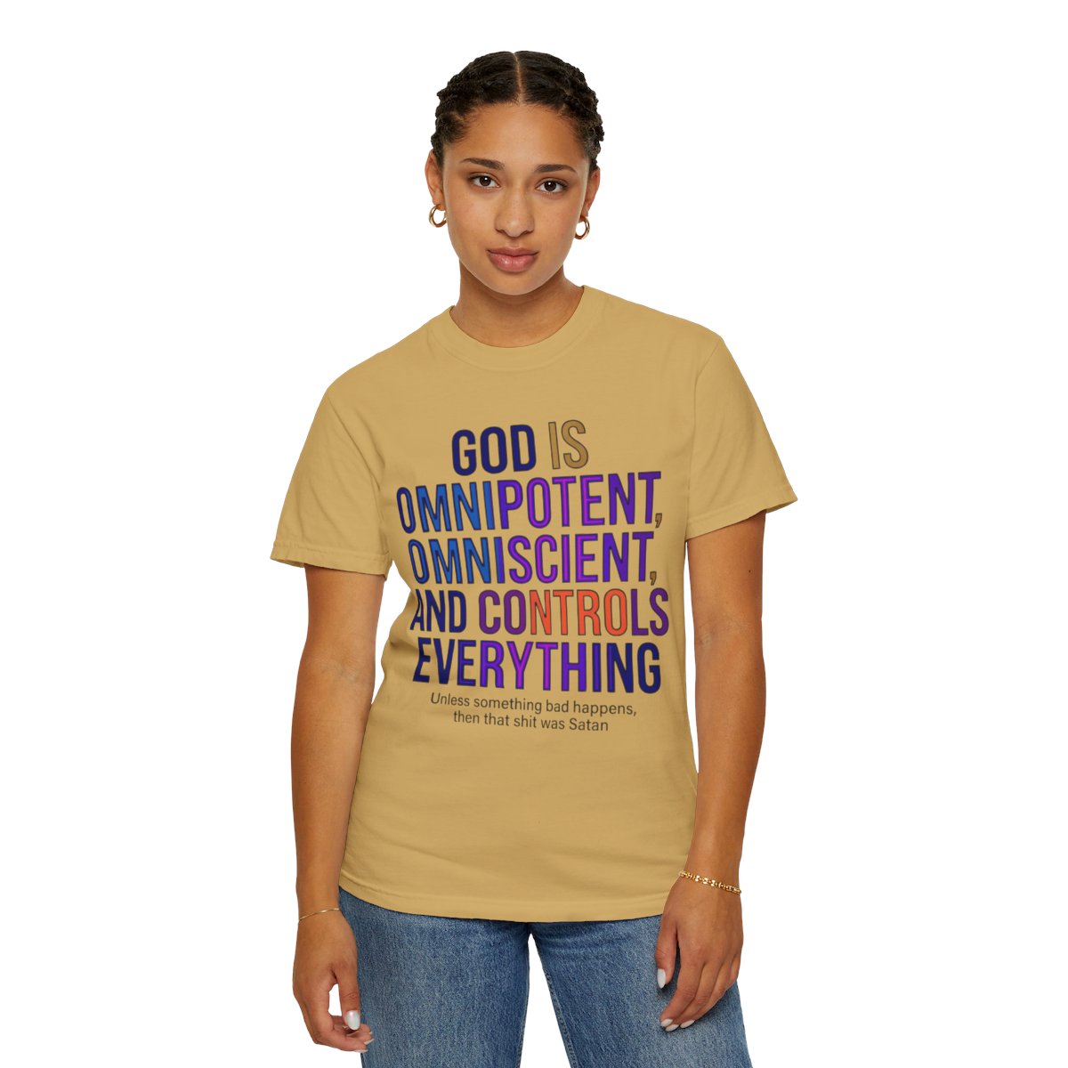 Color: Mustard | God Controls Everything Unisex Garment-Dyed Tee