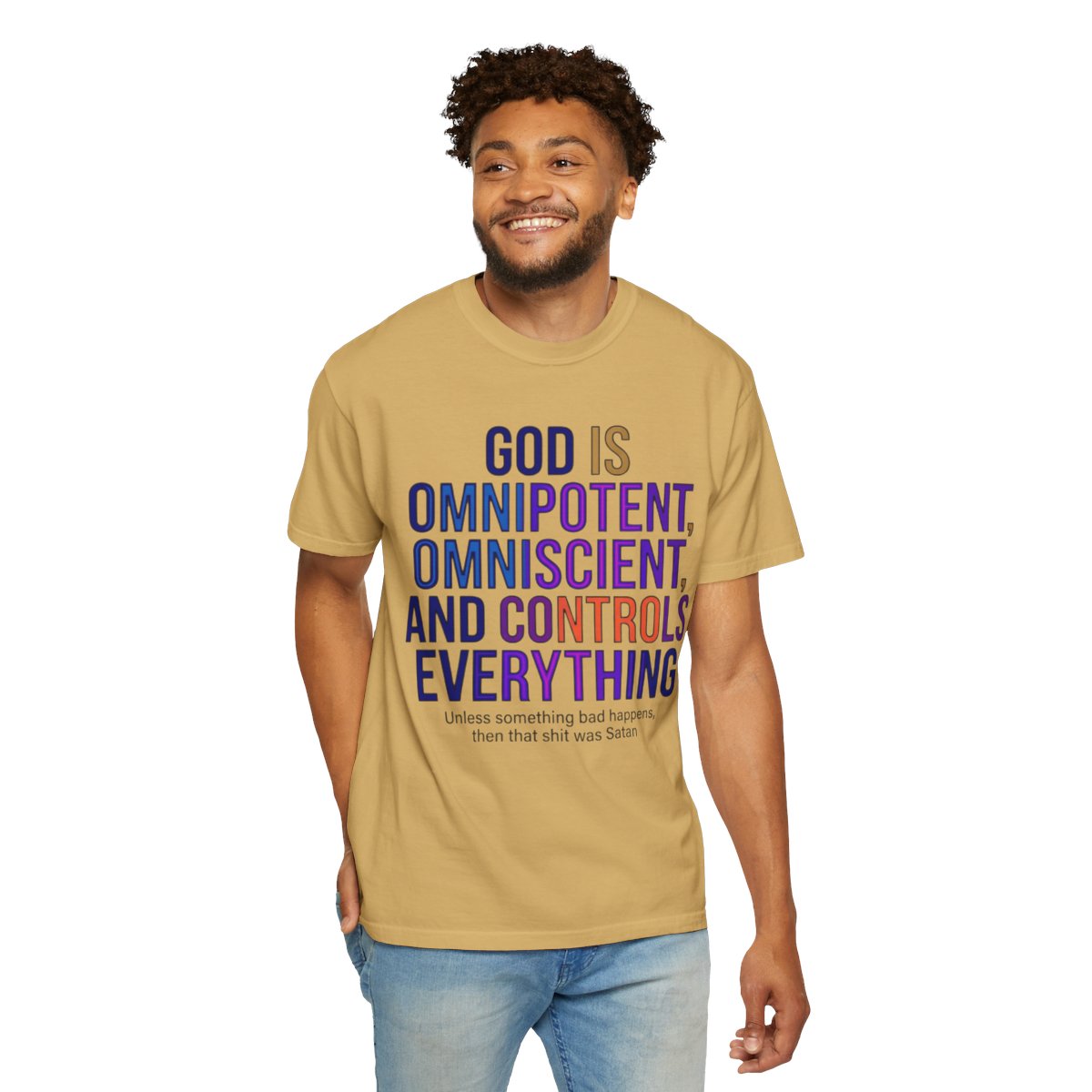 Color: Mustard | God Controls Everything Unisex Garment-Dyed Tee